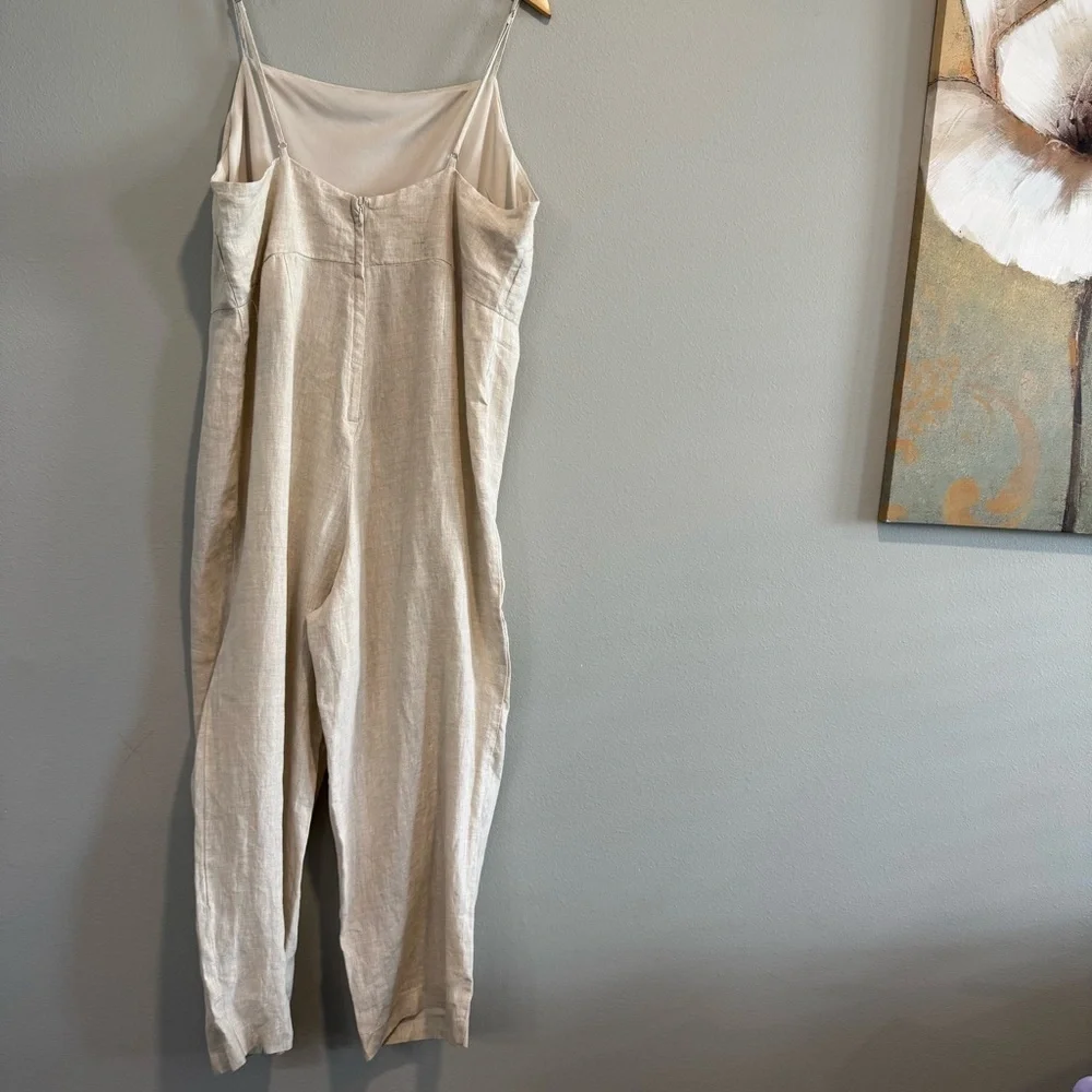H&M Linen Jumpsuit Beach Resortwear Wide Leg Minimalist XL
